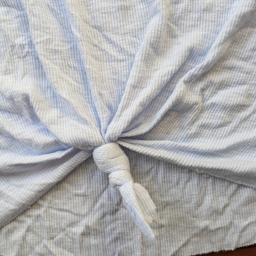 Aerie Ribbed Knot-Front Tank Top – Light Blue, Size M - Picture 2 of 3